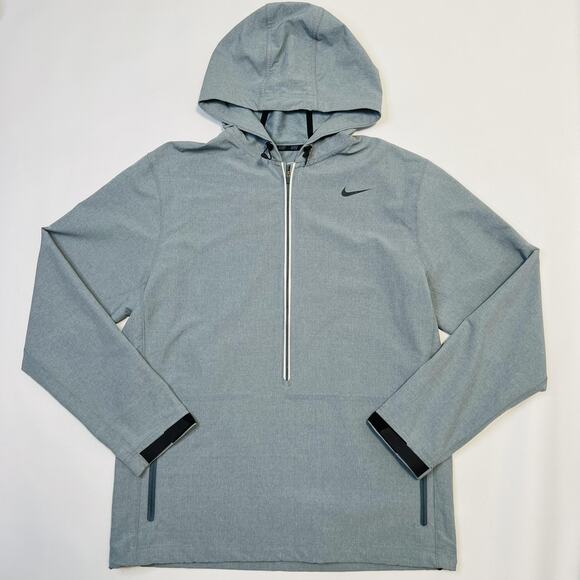Nike Jacket Mens Large Gray Hooded Half Zip Pullover Adjustable Cuffs Pockets - Picture 1 of 11